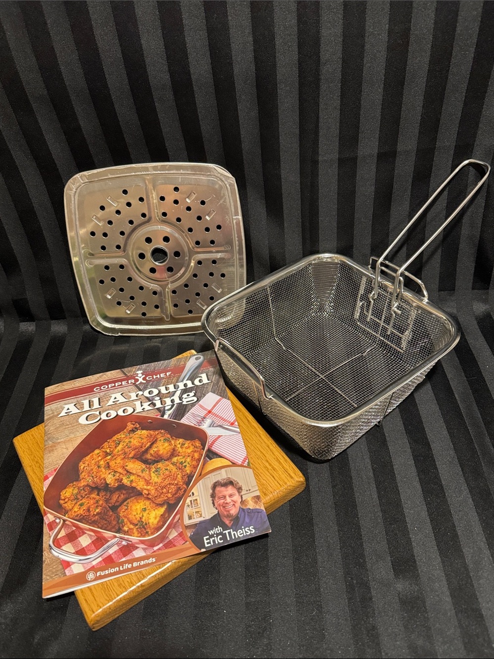 Deep Fat Frying Mesh Basket, Pan Grate and a Paper Cookbook